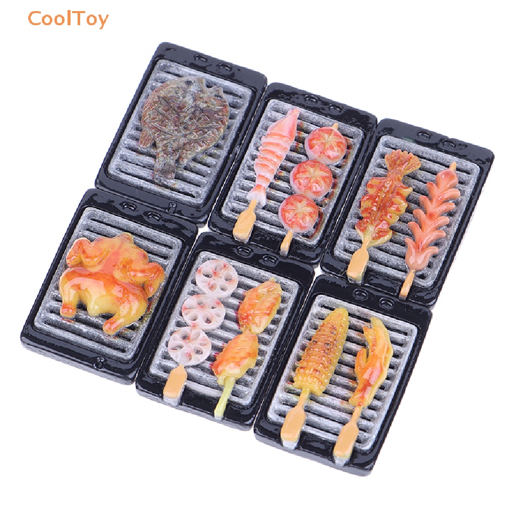cooltoy-1-12-บาร์บีคิวน่ารักเสียบเนื้อสัตว์หรือคาบับปลาบ้านตุ๊กตาจิ๋วอาหารขายดี
