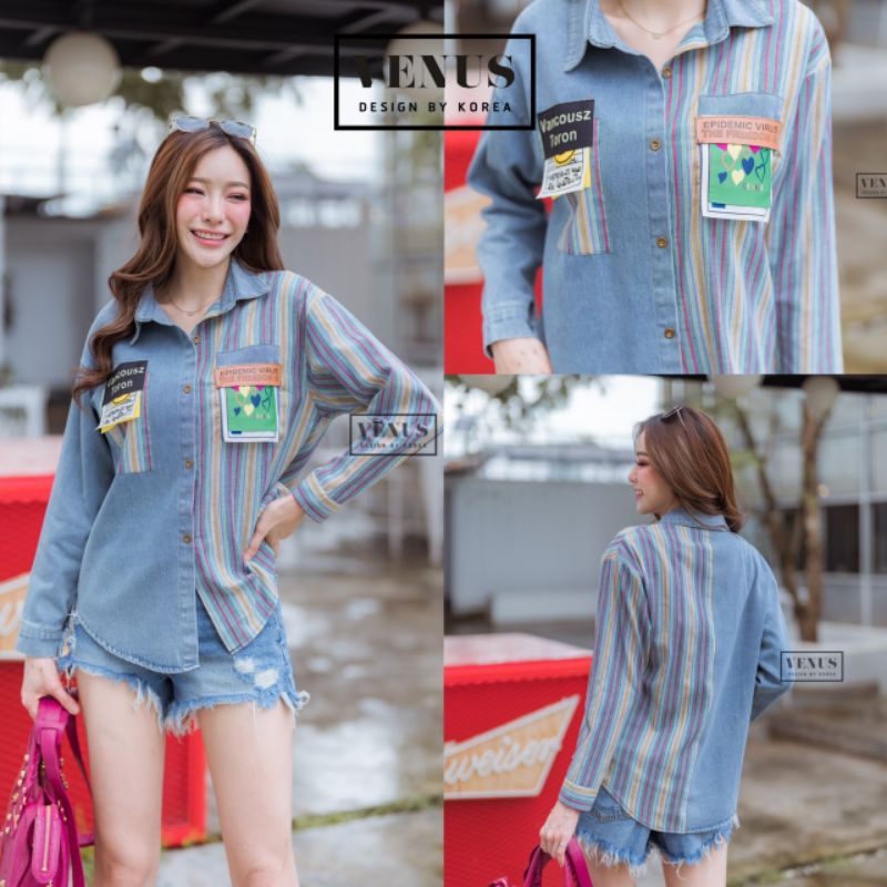 vn-เสื้อเชิัตตัดต่อ-เสื้อเชิ้ต-เชิ้ตเกาหลี