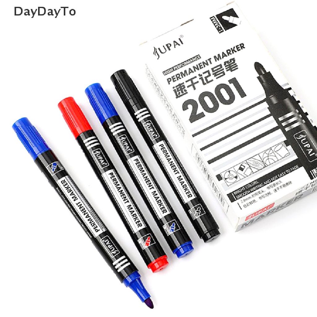 daydayto-ปากกามาร์กเกอร์-ปลายคู่-2-8-มม-กันน้ํา-สีดํา-น้ําเงิน-แดง-สําหรับโรงเรียน-สํานักงาน-เครื่องเขียน