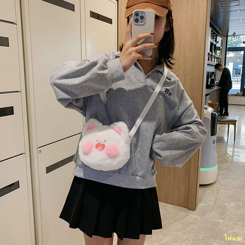 พร้อมส่ง-ใหม่-messenger-กระเป๋าผู้หญิง-doodle-cat-plush-กระเป๋าไหล่กระเป๋าเกาหลีรุ่นอินเทรนด์ผู้หญิงกระเป๋าใบเล็ก