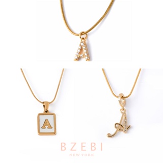 BZEBI สร้อยคอ แฟชั่น ตัวอักษร a z จี้ ผู้หญิง สแตนเลส necklace โซ่ เงิน แฟชั่นผู้หญิง แต่งจี้ แบบเรียบง่าย สําหรับผู้หญิง 1070n