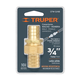 TRUPER 12708 ข้อต่อตรงทองเหลืองตัวผู้/เมีย 3/4 นิ้ว (CFM-3/4B)