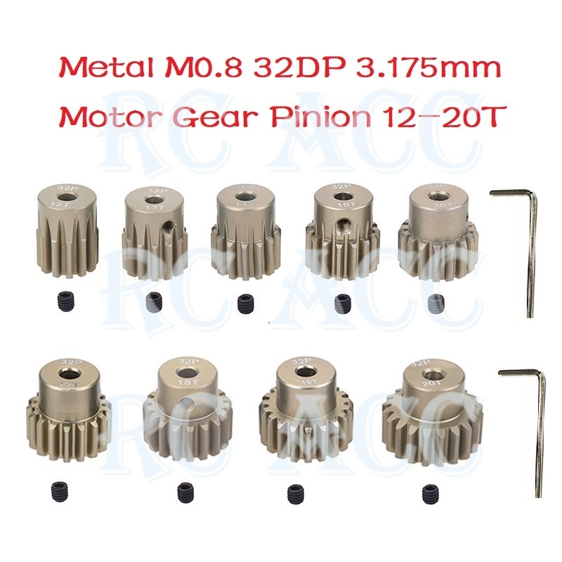 5 Pignoni Motore Per Auto RC 1/8 – 3.175mm Albero – Denti 14T 15T 16T 17T 18T In Alluminio