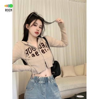 Nini autumn new · American hot girl coat Korean style ins trendy sweater hooded drawstring letter personalized design style top