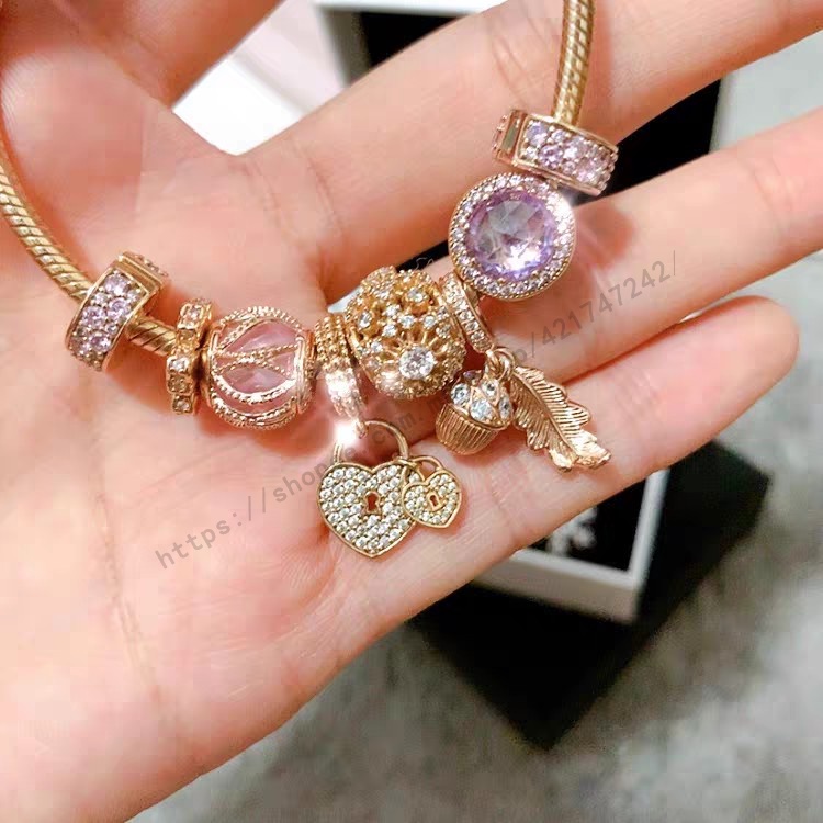 pandora-charm-จี้เงินสเตอร์ลิง-s925-สีโรสโกลด์-เครื่องประดับ-diy-w1022