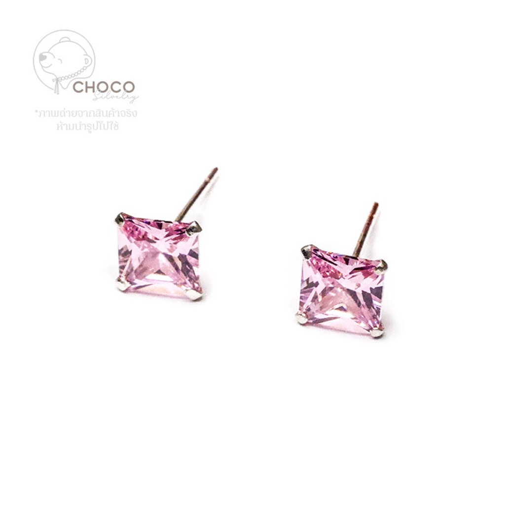 s925-ต่างหูสี่เหลี่ยม-เพชร-cz-เงินแท้-sterling-silver-stud-earrings