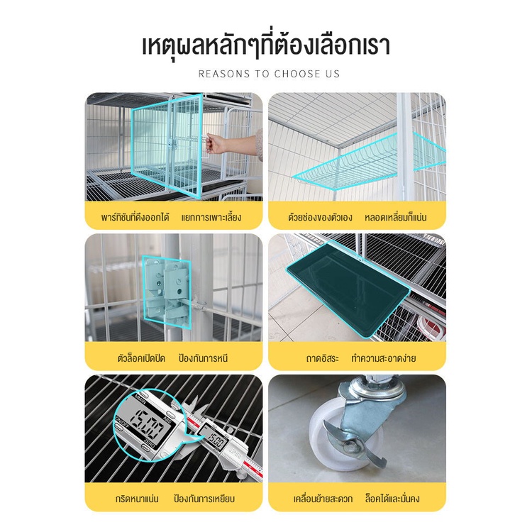 จัดส่งที่รวดเร็ว-3ชั้น-กรงแมวมีล้อ-เคลื่อนย้ายได้-กรงแมวขนาดใหญ่-ประกอบง่าย-กรงสัตว์เลี้ยง-คอนโดแมว-บ้านแมว