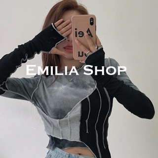 EMILIA SHOP เสื้อครอป เสื้อ  2022 ใหม่ ES220224