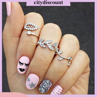 &lt;citydiscount&gt;  แหวนนิ้วมือประดับ Rhinestone 3 ชิ้นสําหรับสตรีแหวน