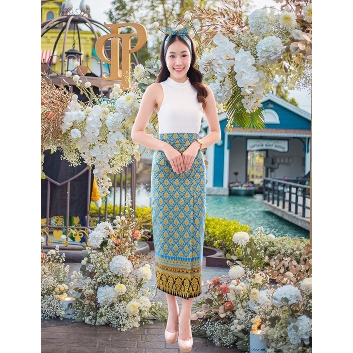 กระโปรงลายไทยประยุกต์ ผ้าคอตตอนนุ่ม ใส่ไปวัดทำบุญ เข้ารูป สวยเก๋ มีหลายไซส์ มุมมองที่ 5