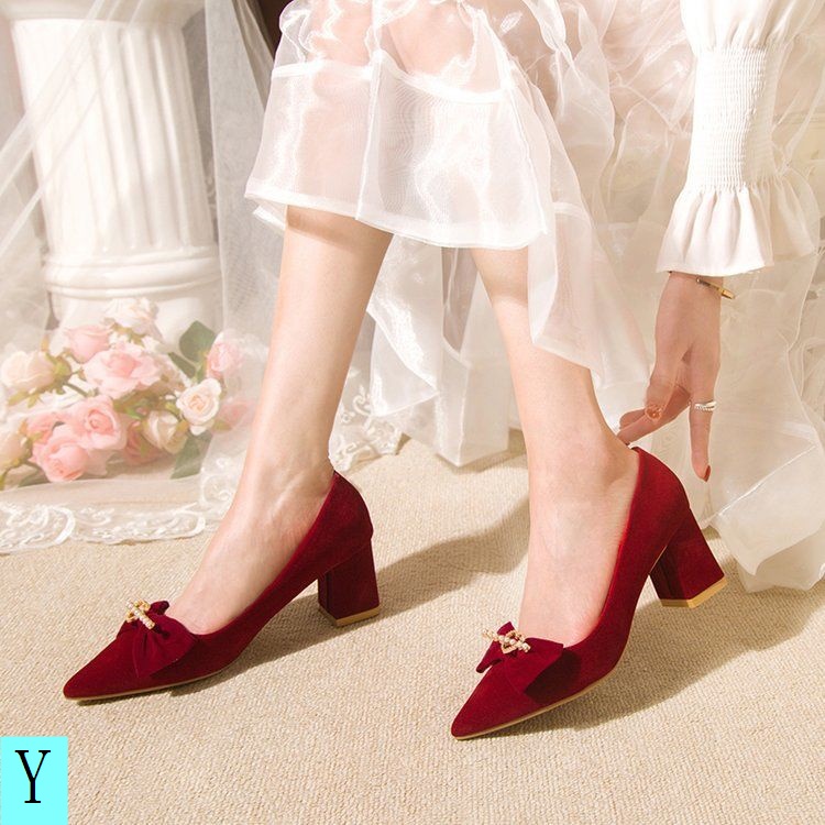 xiuhe-รองเท้าเจ้าสาว-ส้นเตี้ย-สองหู-สีแดง-แฟชั่นฤดูหนาว-สําหรับผู้หญิงตั้งครรภ์-2022