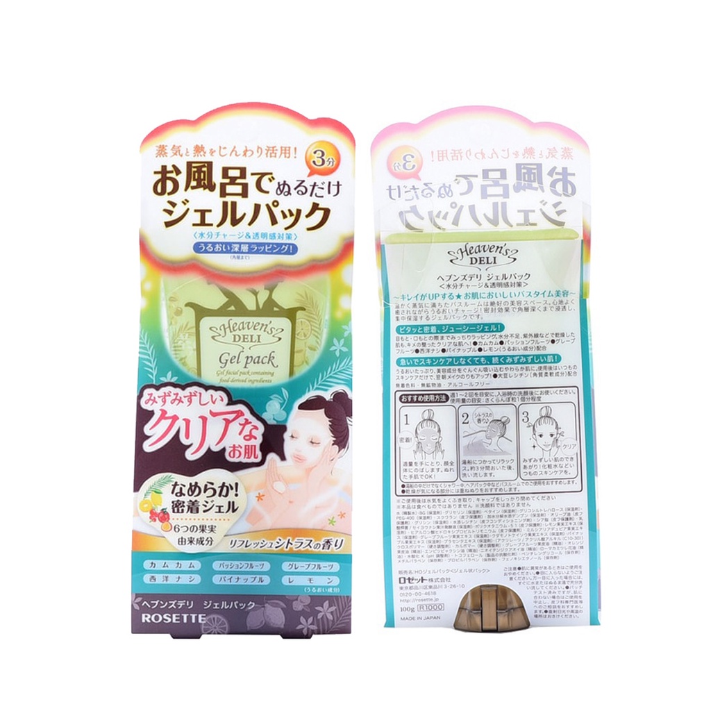 เจลมาส์กหน้าใส-สูตรธรรมชาติจากประเทศญี่ปุ่น-rosette-heaven-deli-gel-pack-100g