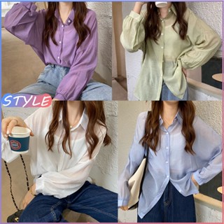 STYLE 🔥พร้อมส่ง🔥99001เสื้อเชิ้ตผู้หญิง เสื้อเชิ้ตชีฟอง สวมใส่สบาย เสื้อผ้าวัยรุ่นแฟชั่น ผ้านิ่มใส่สบาย แฟชั่นสไตร์เกาหลี