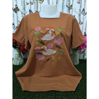 เสื้อยืด เสื้อยืดคอสี่เหลี่ยมแขนสั้น สไตล์เกาหลี สําหรับผู้หญิง ผ้าใส่สบายไม่ร้อน รุ่น9229