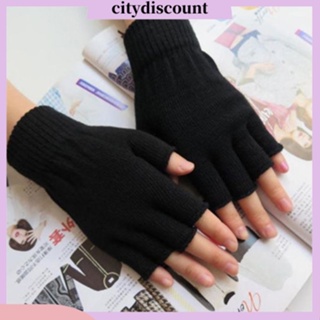 &lt;citydiscount&gt;  ถุงมือถักสีดำสำหรับฤดูหนาว 1 คู่