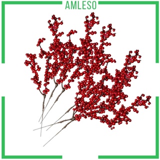 [Amleso] กิ่งเบอรี่ประดิษฐ์ สําหรับตกแต่งสวน ปาร์ตี้คริสต์มาส 6 ชิ้น
