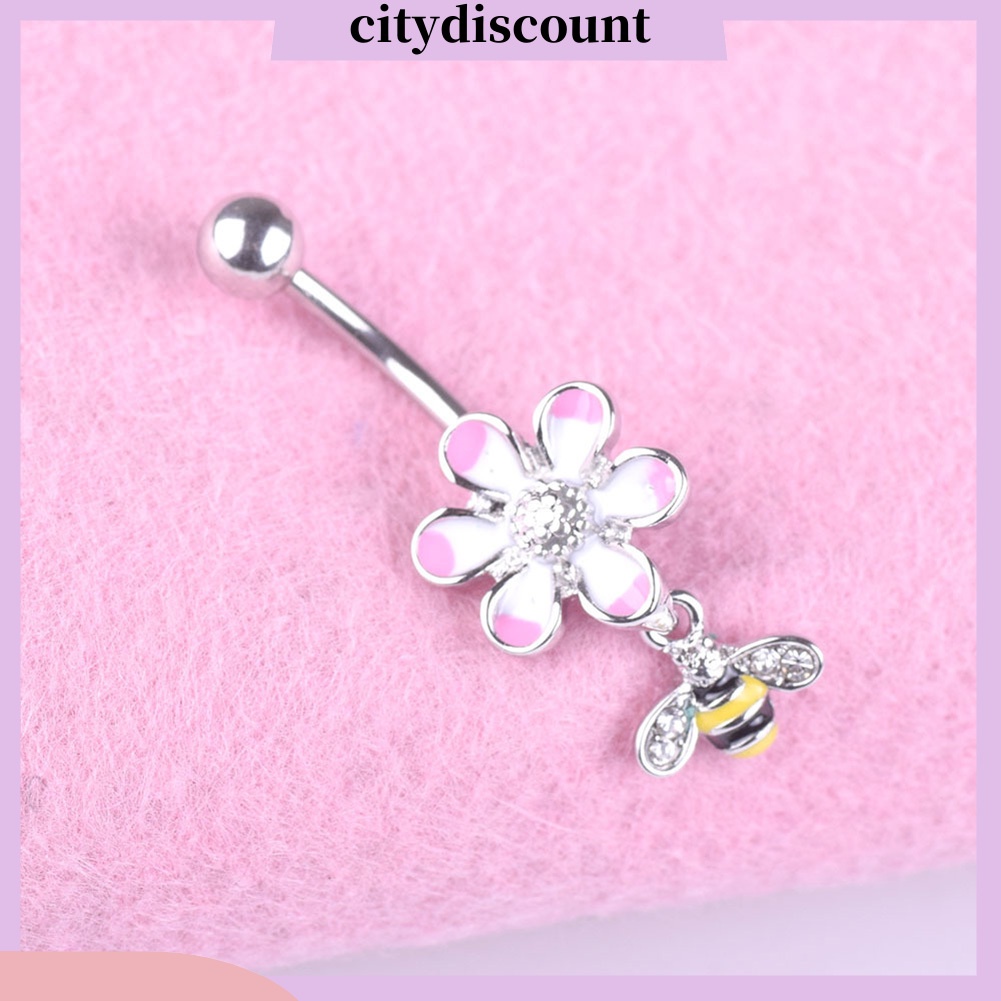 lt-citydiscount-gt-จิวสะดือ-เจาะร่างกาย-สะดือ-รูปผึ้ง-ดอกไม้-แฟชั่นสําหรับผู้หญิง