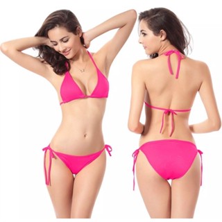 Bikini ทูพีซเกาหลี ผ้าเนื้อดี ไขว้สายบราได้หลายแบบ ไม่มีฟองน้ำ (มีทั้งหมด 11 สี) พร้อมส่งจากกทม.