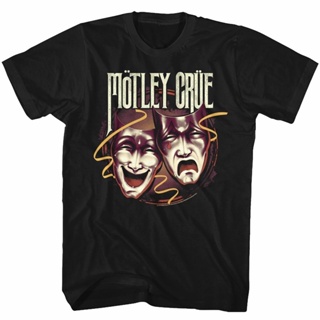 เสื้อผ้าผชเสื้อยืด พิมพ์ลายหน้ากาก Motley Crue Drama สีดํา สําหรับผู้ใหญ่S-5XL