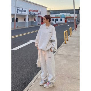[Two piece set] ⭐ ฤดูใบไม้ร่วงแฟชั่นเสื้อกีฬาชุดหลวมลมขี้เกียจยามกางเกงชุดสองชิ้น
