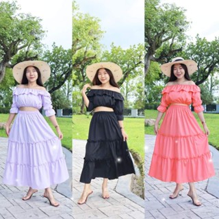 ชุดเซ็ทเสื้อ+กระโปรง ชุดไปทะเล ชุดแฟชั่น น่ารัก พร้อมส่ง🏝❤