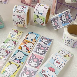 พร้อมส่ง!สติกเกอร์ลายการ์ตูนอนิเมะ sanrio 200 ดวง/ม้วน Kuromi pochacco kitty cinnamoroll น่ารัก  สําหรับตกแต่งสมุด