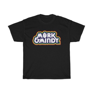 เสื้อผ้าผชเสื้อยืด พิมพ์ลาย Mork &amp; Mindy 70s movie สีดํา สีขาว สีเทา สีกรมท่า สําหรับผู้ชายS-5XL