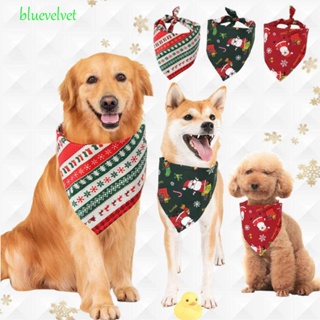 Bluevelvet ผ้าพันคอ ทรงสามเหลี่ยม ลายซานตาคลอส คริสต์มาส น้ําหนักเบา อุปกรณ์เสริม สําหรับสัตว์เลี้ยง สุนัข แมว