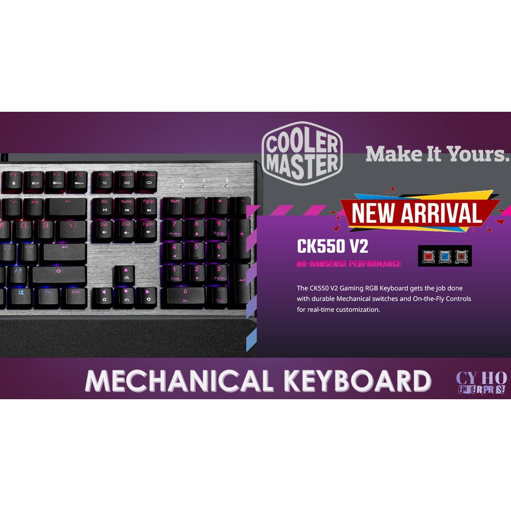 Cooler Master CK550 V2 TTC Switch RGB คีย์บอร์ดเกมขนาดเต็ม (สวิตช์สีแดง ...