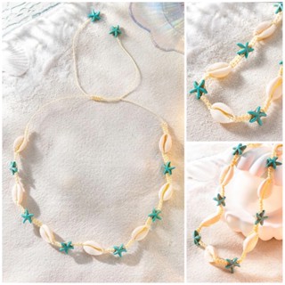 พร้อมส่ง💗สร้อยคอเปลือกหอยปลาดาวฟ้า ความยาวปรับขนาดได้ สาวอวบใส่ได้ SM15