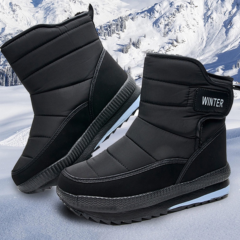 ภาพหน้าปกสินค้ารองเท้าบูท ผ้าฝ้าย ผ้าฟลีซ กันน้ํา กันลื่น ให้ความอบอุ่น ขนาดใหญ่ เหมาะกับใส่เล่นสกี เดินป่า เล่นหิมะ สําหรับผู้ชาย