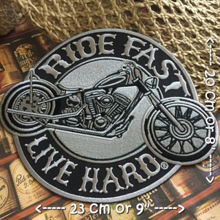 Ride Fast Live Hard Biker ตัวรีดติดเสื้อ อาร์มรีด อาร์มปัก ตกแต่งเสื้อผ้า หมวก กระเป๋า แจ๊คเก็ตยีนส์ Embroidered Iron...