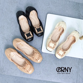มีไซส์ 42 ✨ ORNY(ออร์นี่) ® รองเท้าคัชชูส้นแบน ยางยืด แต่งอะไหล่ทอง OY110/OY100/OY118