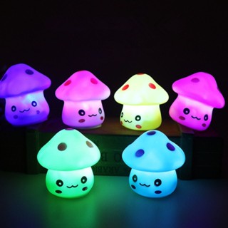 โคมไฟ LED ลายการ์ตูนเห็ดน่ารัก เปลี่ยนสีได้ 7 สี สําหรับตกแต่งห้องนอนเด็ก