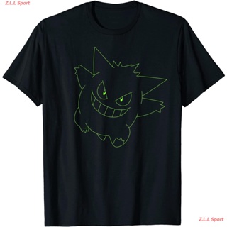 เสื้อยืดน่ารักโปเกมอน พิคาชู เสื้อยืดพิมพ์ลายการ์ตูน Pokémon Gengar Outline T-Shirt เสื้อยืดชาย เสื้อยืดผู้หญิง ลายฮิต ค