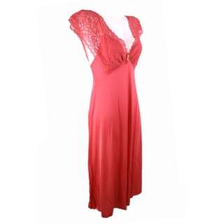 Annebra ชุดนอน ตัวยาว ผ้าซินเทลแต่งลูกไม้ Maxi Syntel Nightwear รุ่น AN8-699 สีแดง, สีเบจ