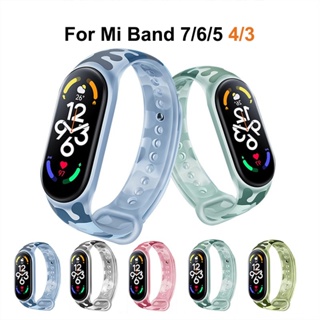 สินค้า สายนาฬิกาข้อมือ TPU ลายพราง สีโปร่งใส สําหรับ Mi band 7 6 5 4 3