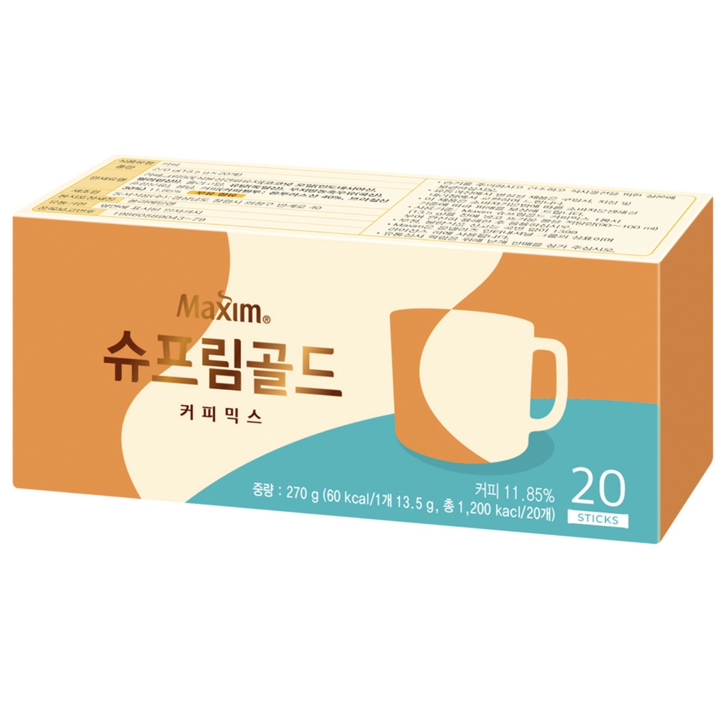 ของแท้-maxim-supreme-gold-coffee-mix-กาแฟ-3-in-1-สูตรพรีเมี่ยม-20-ซอง-270g