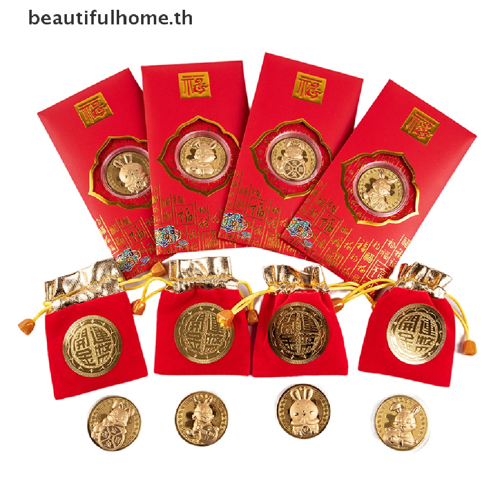 2023-new-year-2023-new-year-of-the-rabbit-good-luck-gold-coin-rabbit-commemorative-coin-chinese-zodiac-year-of-the-rabbit-gold-coin-red-envelope-new-years-gift-souvenir-coins