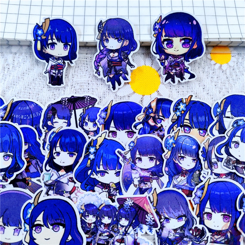 60Pcs/Set Genshin Impact . Raiden Shogun Q-1 Mini Diary Manual ...