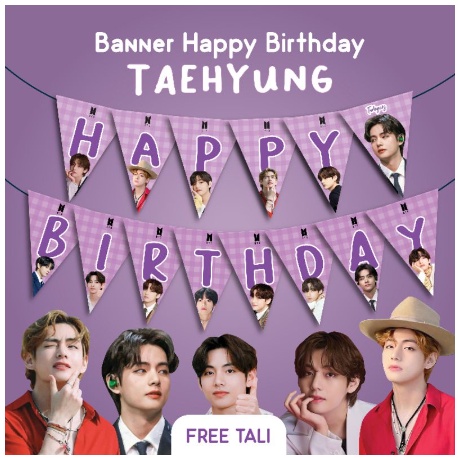 Taehyung TOPPER CAKE TOPPER HAPPY BIRTHDAY KIM TAHEYUNG ธีม V BTS ...