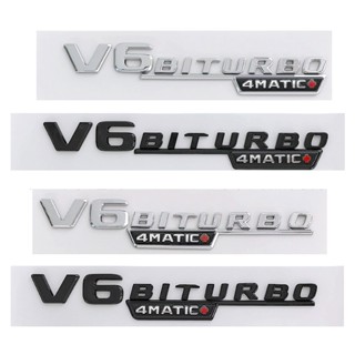 ใหม่ สติกเกอร์โลโก้ V6 BITURBO AMG 4matic plus สําหรับ Mercedes Benz 4 matic+ flat letter badge Fender side 1 คู่