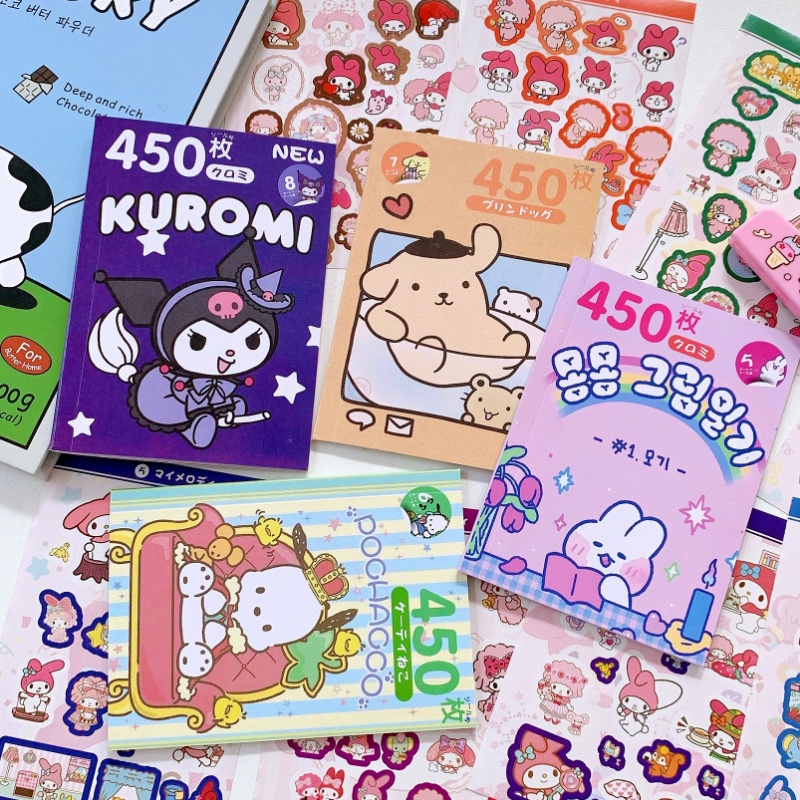 sanrio-สติกเกอร์-ลายการ์ตูน-kuromi-melody-cinnamoroll-graffiti-สําหรับตกแต่งแล็ปท็อป-แก้วน้ํา-450-ชิ้น