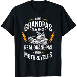 เสื้อยืดลําลอง ผ้าฝ้าย แขนสั้น พิมพ์ลายรถจักรยานยนต์ Some Grandpas Play Bingo Real Grandpas Ride สําหรับผู้ชาย
