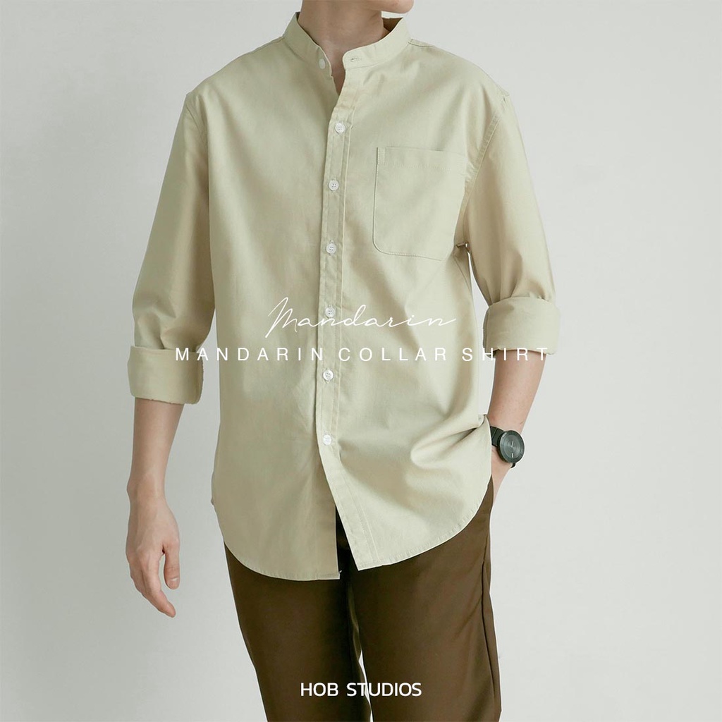 ภาพสินค้า️ทักแชทรับโค้ดลดเพิ่ม เชิ้ตคอจีนผู้ชาย Long Sleeve Mandarin Collar Shirt HOB STUDIOS จากร้าน hob.studios บน Shopee ภาพที่ 8