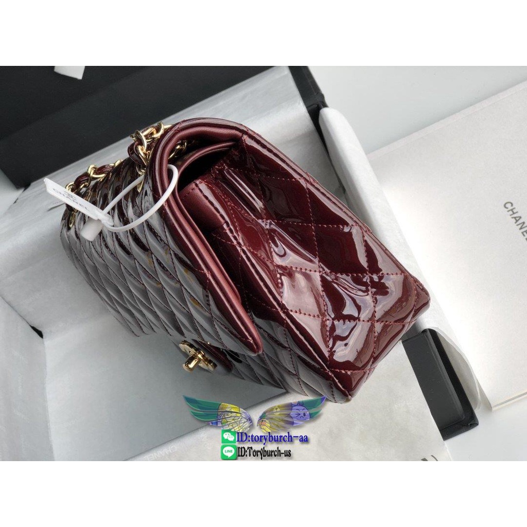 burgundy-chanl-cf25-classic-double-flap-sling-messenger-square-bag-in-patent-leather