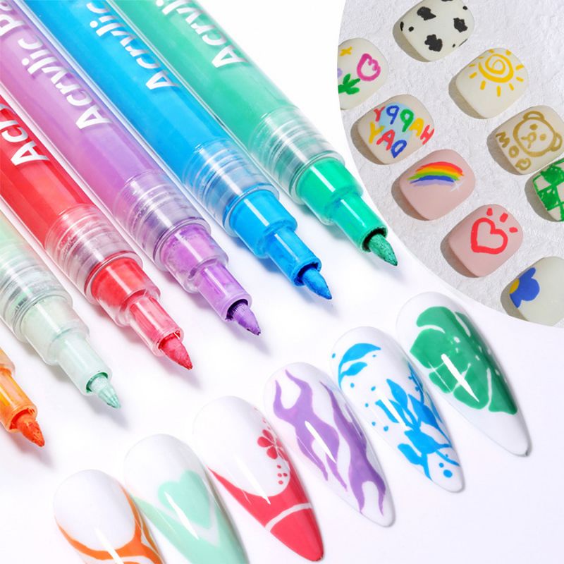 《Acrylic paint pen》ปากกาเพ้นท์เล็บ สีเพ้นท์ แห้งไว ไม่ต้องอบ Shopee