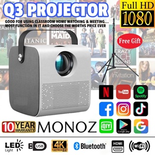 ภาพขนาดย่อสินค้า2023 Android Projector Full HD 4K 1080P Q3 PRO โปรเจคเตอร์ 8000 Lumens Bluetooth เชื่อมต่อมือถือ หรือ คอมได้ โฮมเธียเตอร