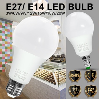 หลอดไฟ LED E14 E27 พลังงาน ​ประหยัด หลอดไฟสปอตไลท์ 220V ไม่ใช้ไฟแฟลช 3W 6W สีขาวนวล / วอร์มไวท์ Led โคมไฟบันไดทางเดินบันได