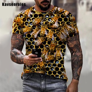 ขายดี เสื้อยืดลําลอง แขนสั้น คอกลม พิมพ์ลายผึ้ง 3D แฟชั่นฤดูร้อน สไตล์ฮาราจูกุ สําหรับผู้ชาย ผู้หญิง 2022